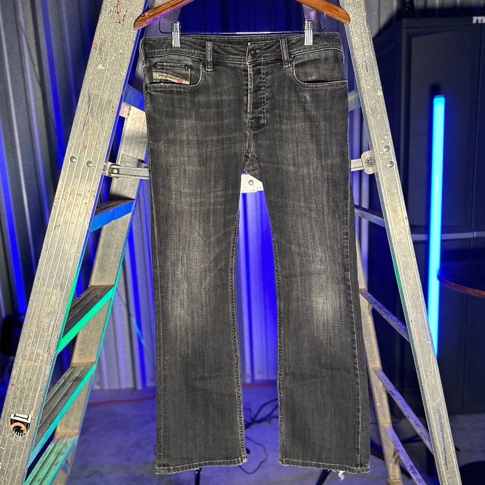 DIESEL ZATINY 30x32 Bootcut Jeans 008D4 Men's Denim Stretch BLACK - RARE